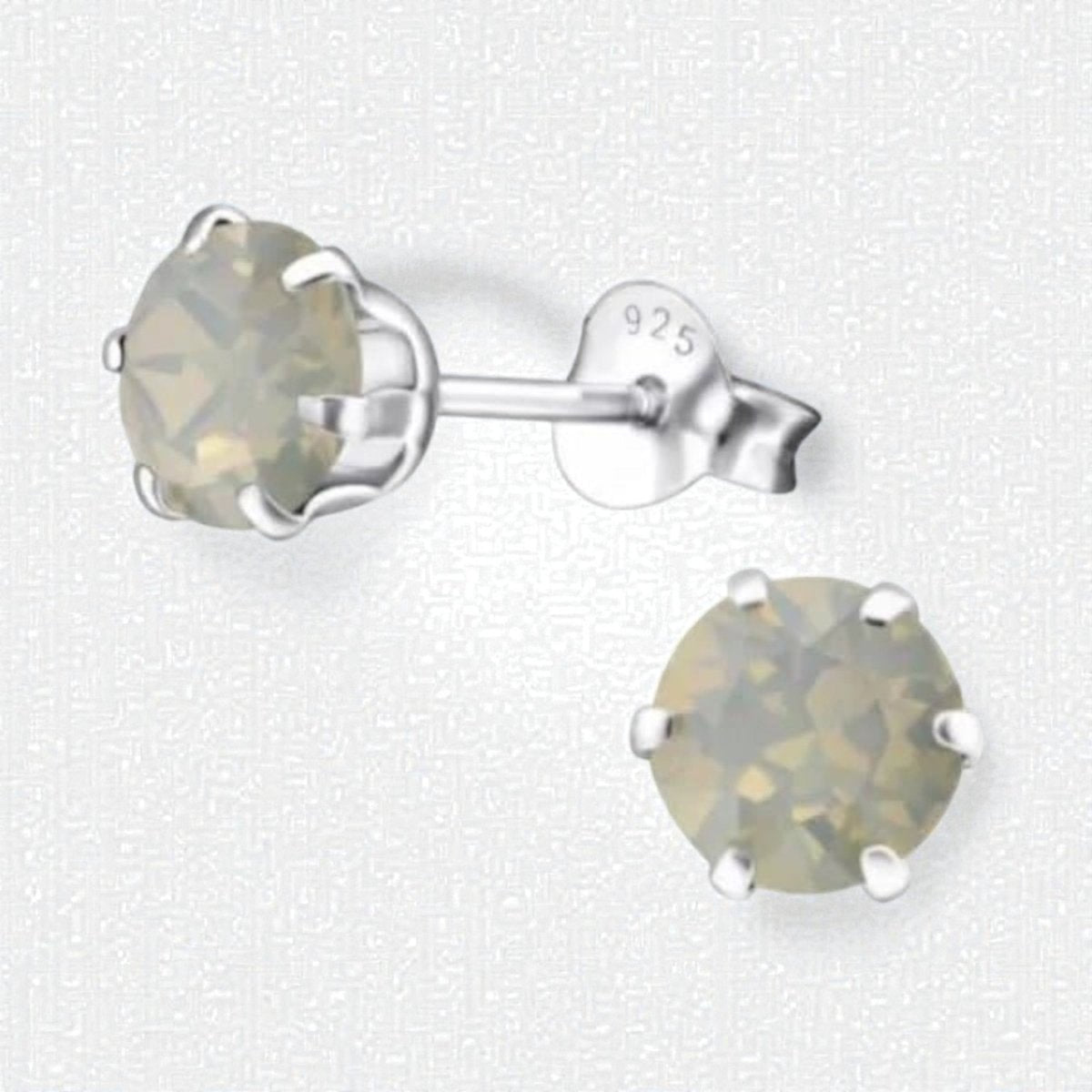 Zilveren Kristal Oorbellen 6mm Opaal - Aramat Jewels - Oorbellen - cadeautip