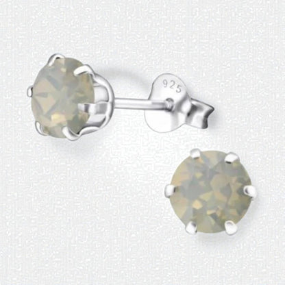Zilveren Kristal Oorbellen 6mm Opaal - Aramat Jewels - Oorbellen - cadeautip