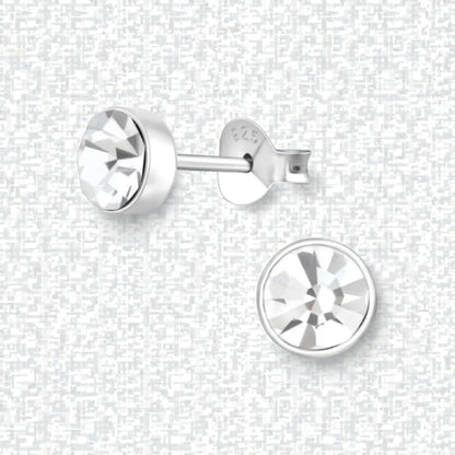 Silver crystal stud earrings – 5 mm - Transparent stone