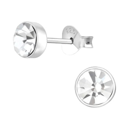 Zilveren kristal oorstekers – 5 mm - Transparante steen - oor219 - 36267 - Oorbellen kopen# - 5mm - 925 Zilver - alles
