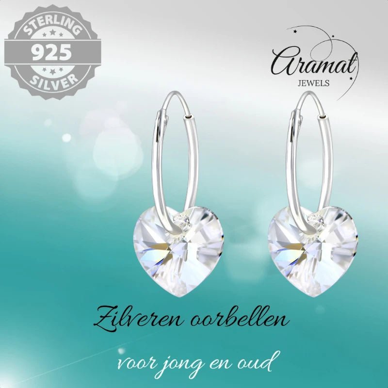 Zilveren Kristalhart Oorringen - 16mm - Moonlight Clear - oor2985 - 28147 - Oorringen kopen# - 1.2mm - 16mm