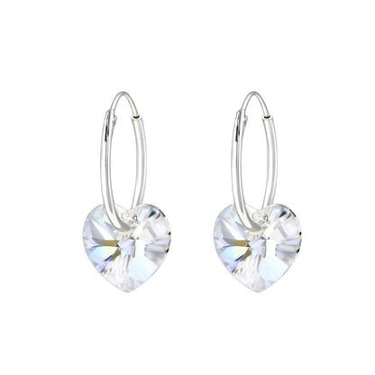 Zilveren Kristalhart Oorringen - 16mm - Moonlight Clear - oor2985 - 28147 - Oorringen kopen# - 1.2mm - 16mm