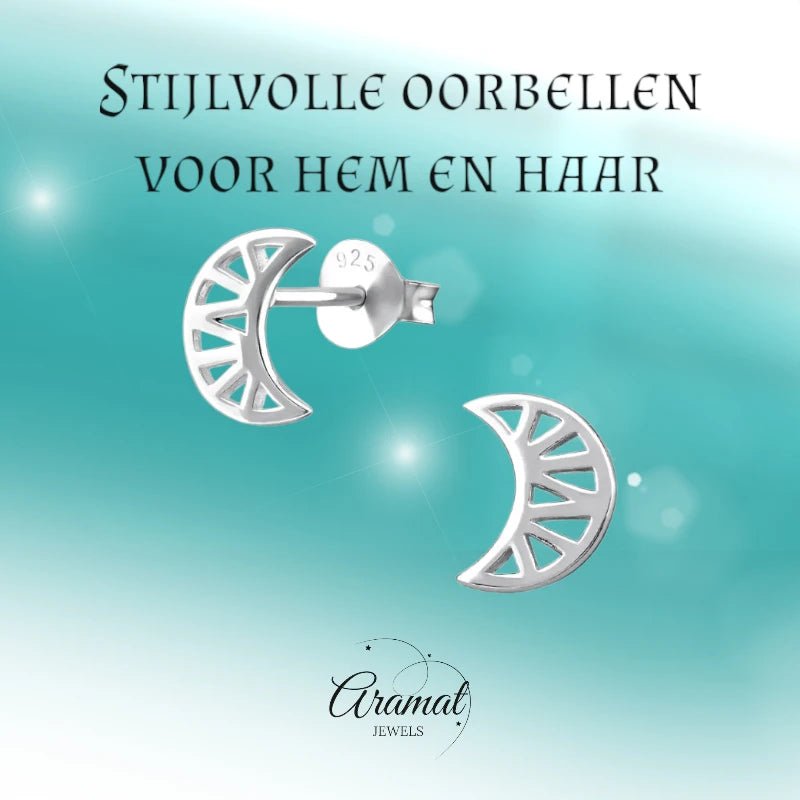 Zilveren Maan Oorbellen opengewerkt - 8x7mm - oor4926 - 31744 - Oorbellen kopen