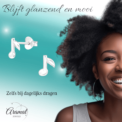Zilveren Muzieknoot Oorstekers 7×6 mm - oor927 - 26285 - Oorbellen kopen# - 7mm - 925 Zilver - alles