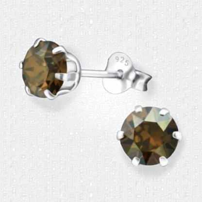 Zilveren oorbellen brons kristal - Aramat Jewels - Oorbellen - cadeautip