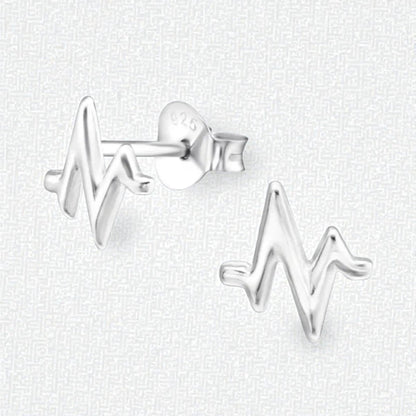 Zilveren Oorbellen hartslag symbool - Aramat Jewels - Oorbellen - cadeautip