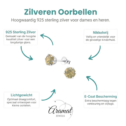 Zilveren Oorbellen met 6mm Opaal Zand - Aramat Jewels - Oorbellen - cadeautip