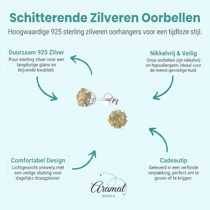 Zilveren Oorbellen met 6mm Opaal Zand - Aramat Jewels - Oorbellen - cadeautip