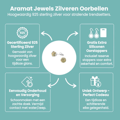 Zilveren Oorbellen met 6mm Opaal Zand - Aramat Jewels - Oorbellen - cadeautip