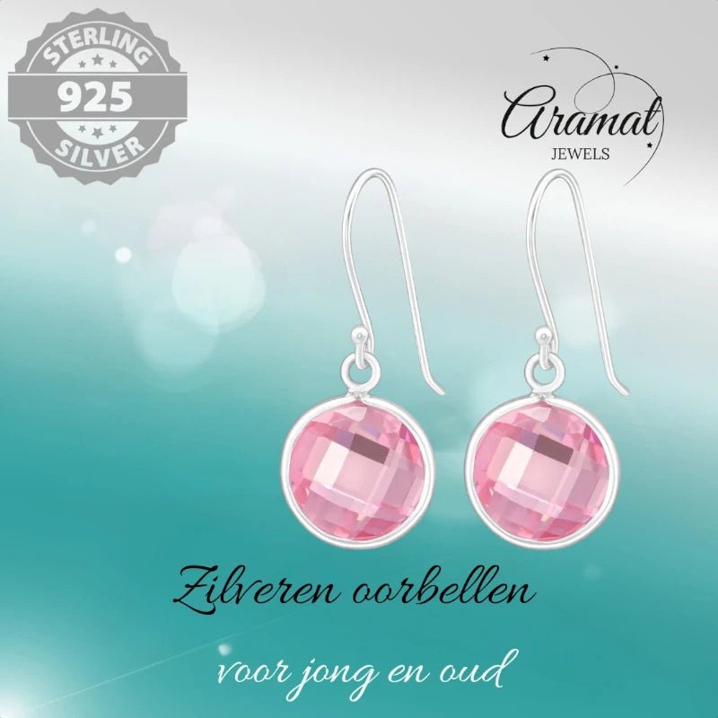 Zilveren Oorhangers - Roze Zirkonia - Kind & Vrouw - oor2882 - 23254 - Oorhangers kopen