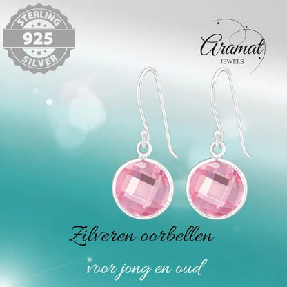 Zilveren Oorhangers - Roze Zirkonia - Kind & Vrouw - oor2882 - 23254 - Oorhangers kopen