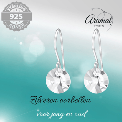 Zilveren Oorhangers - Transparant Kristal - 8mm - oor3258 - 27940 - Oorhangers kopen# - 20mm - 925 Zilver - alles