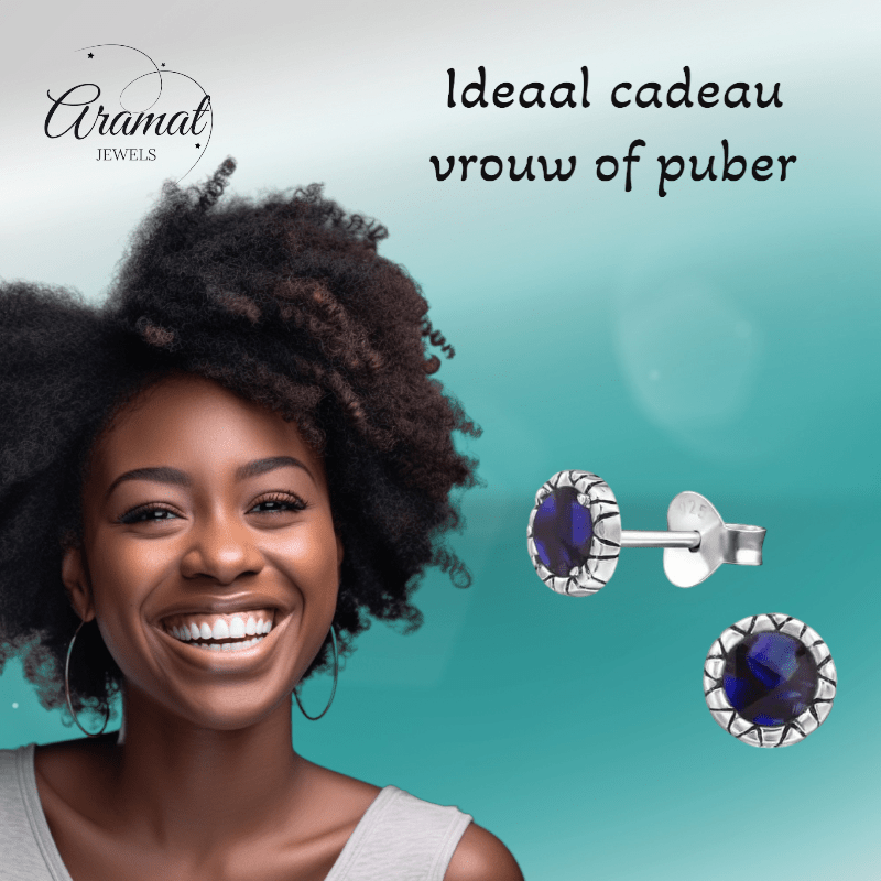 Zilveren Paarse Abalone Oorbellen 5 mm - oor5185 - 30950 - Oorbellen kopen# - 5mm - 925 Zilver - Abalone