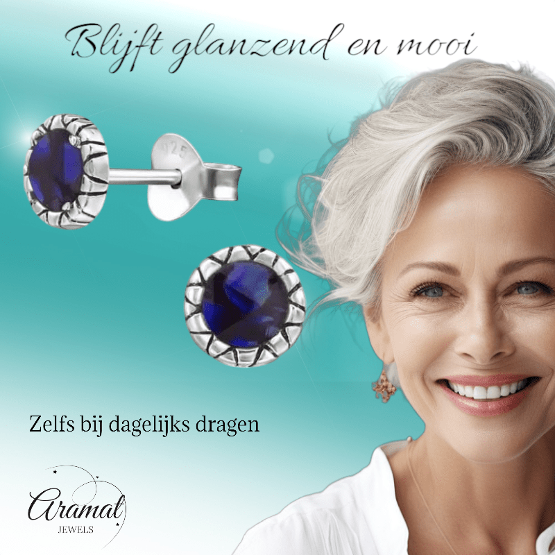 Zilveren Paarse Abalone Oorbellen 5 mm - oor5185 - 30950 - Oorbellen kopen# - 5mm - 925 Zilver - Abalone