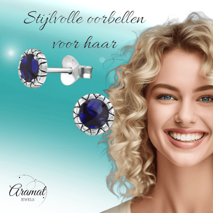 Zilveren Paarse Abalone Oorbellen 5 mm - oor5185 - 30950 - Oorbellen kopen# - 5mm - 925 Zilver - Abalone