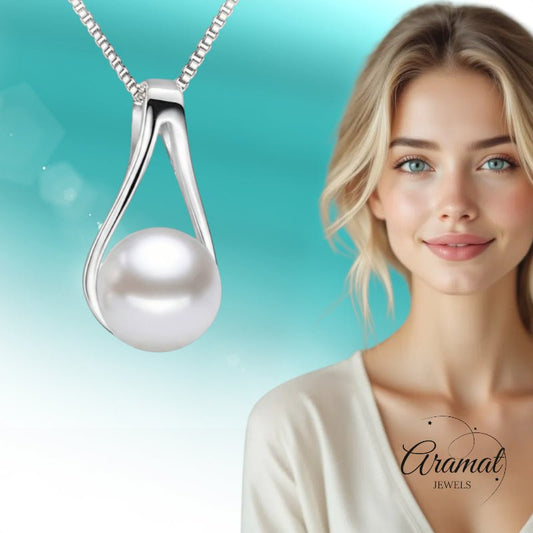 Zilveren Parel Ketting dames - Aramat Jewels - Halskettingen - cadeautip