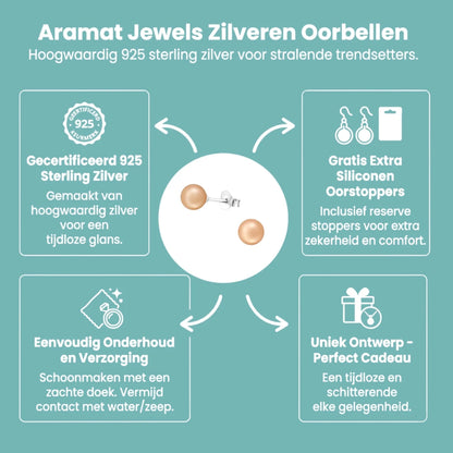 Zilveren Pareloorbellen - Licht Zalmkleurig - 6mm - Aramat Jewels - Oorbellen - cadeautip