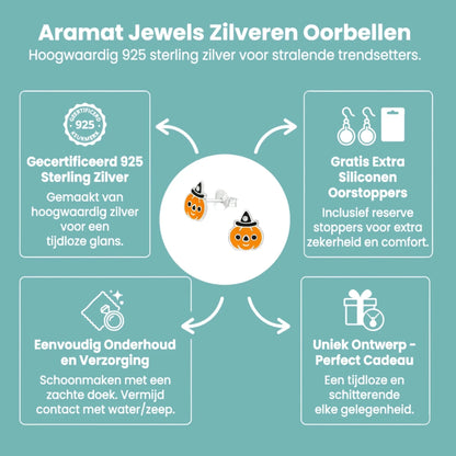 Zilveren Pompoen Oorbellen voor Halloween - Aramat Jewels - Oorbellen - cadeautip