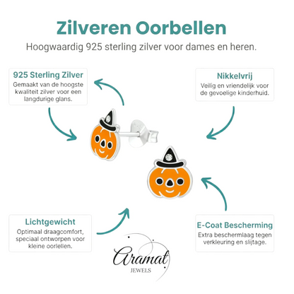 Zilveren Pompoen Oorbellen voor Halloween - Aramat Jewels - Oorbellen - cadeautip