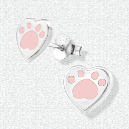 Zilveren Pootafdruk Oorbellen - Roze Emaille - Aramat Jewels - Oorbellen - cadeautip