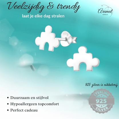 Zilveren Puzzelstuk Oorstuds - 10x7mm - oor953 - 24981 - Oorbellen kopen# - 10mm - 7mm - 925 Zilver