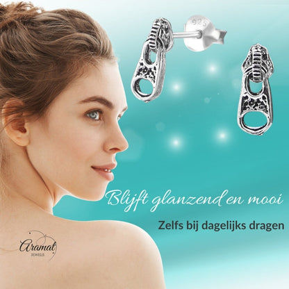 Zilveren Rits Oorbellen - Geoxideerd voor Boho Look - Aramat Jewels - Oorbellen - cadeautip