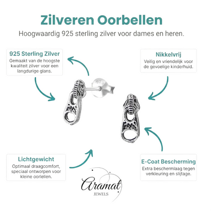 Zilveren Rits Oorbellen - Geoxideerd voor Boho Look - Aramat Jewels - Oorbellen - cadeautip