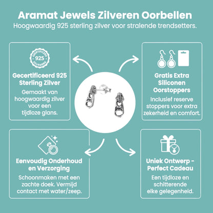 Zilveren Rits Oorbellen - Geoxideerd voor Boho Look - Aramat Jewels - Oorbellen - cadeautip