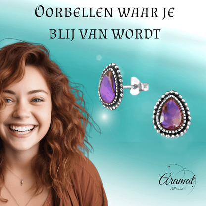 Zilveren Roze Abalone Oorbellen 12x9 mm - oor1821 - 30901 - Oorbellen kopen# - 12mm - 925 Zilver - Abalone