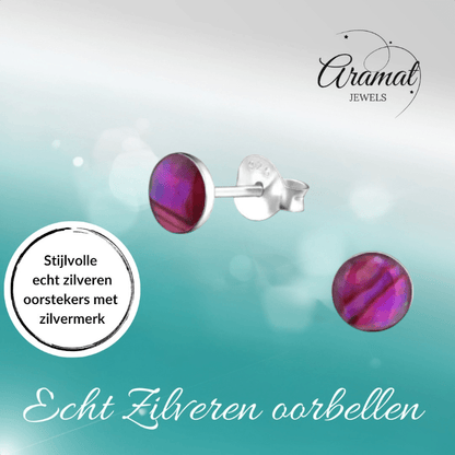 Zilveren Roze Abalone Oorbellen 5.5 mm - oor5217 - 30895 - Oorbellen kopen# - 5.5mm - 925 Zilver - Abalone