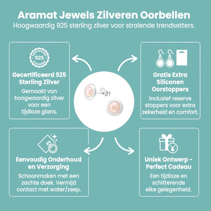 Zilveren Roze Pareloorbellen – 7mm – Tijdloos - Aramat Jewels - Oorbellen - cadeautip