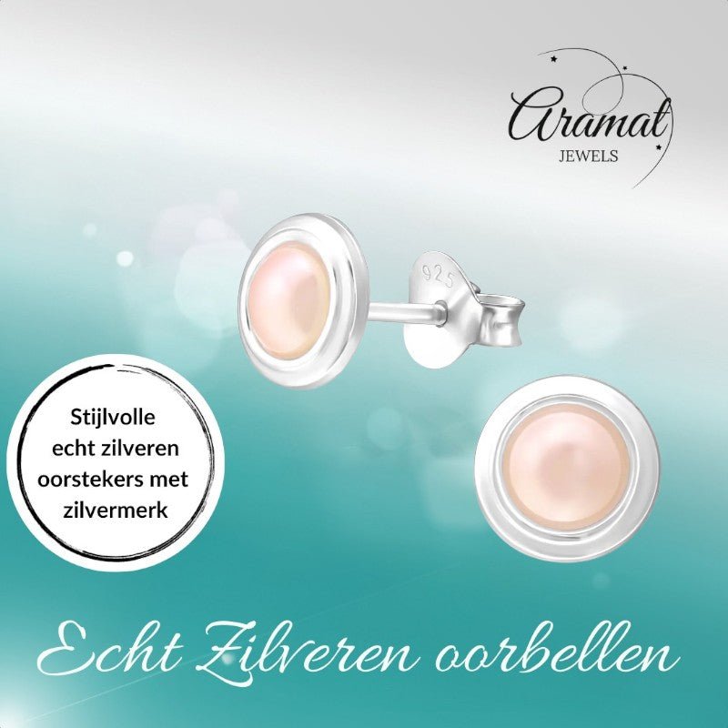 Zilveren Roze Pareloorbellen – 7mm – Tijdloos - oor1228 - 35946 - Oorbellen kopen# - 7mm - 925 Zilver - alles