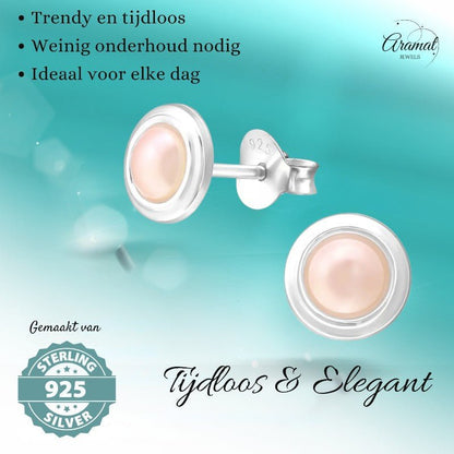 Zilveren Roze Pareloorbellen – 7mm – Tijdloos - oor1228 - 35946 - Oorbellen kopen# - 7mm - 925 Zilver - alles