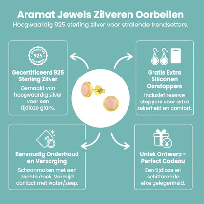 Zilveren Roze Shimmer Oorbellen goudkleur - Aramat Jewels - Oorbellen - cadeautip