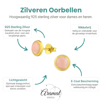 Zilveren Roze Shimmer Oorbellen goudkleur - Aramat Jewels - Oorbellen - cadeautip