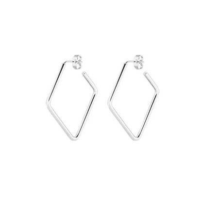 De zilveren vierkante oorbellen