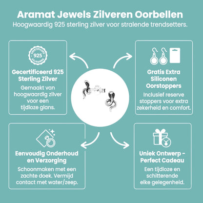 Zilveren Slangen Oorbellen – Geoxideerd Zilver – 9x5,5mm - Aramat Jewels - Oorbellen - cadeautip