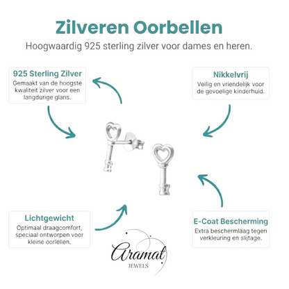 Zilveren Sleutel Oorbellen Dames 12x5mm - Aramat Jewels - Oorbellen - cadeautip
