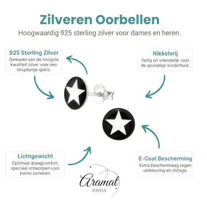 Zilveren Ster Oorbellen - Aramat Jewels Set - Aramat Jewels - Oorbellen - cadeautip