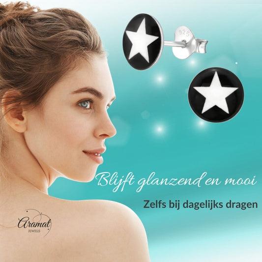 Zilveren Ster Oorbellen - Aramat Jewels Set - Aramat Jewels - Oorbellen - cadeautip