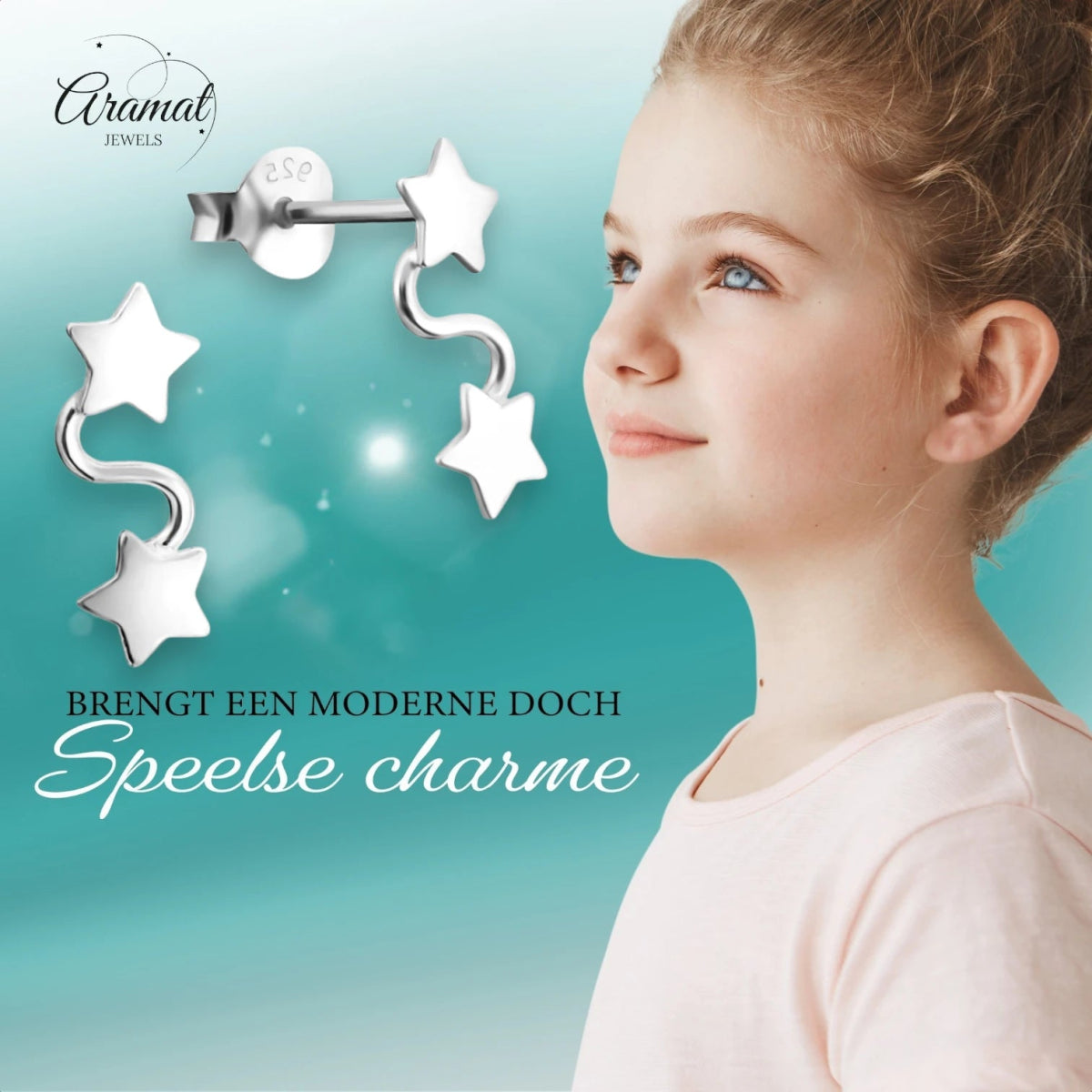 Zilveren Ster Oorbellen van Aramat Jewels® - oor916 - 18830 - Oorbellen kopen# - 11mm - 925 Zilver