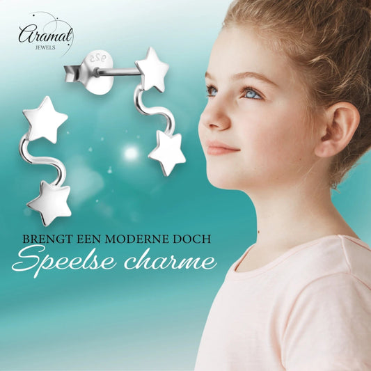 Zilveren Ster Oorbellen van Aramat Jewels® - oor916 - 18830 - Oorbellen kopen# - 11mm - 925 Zilver