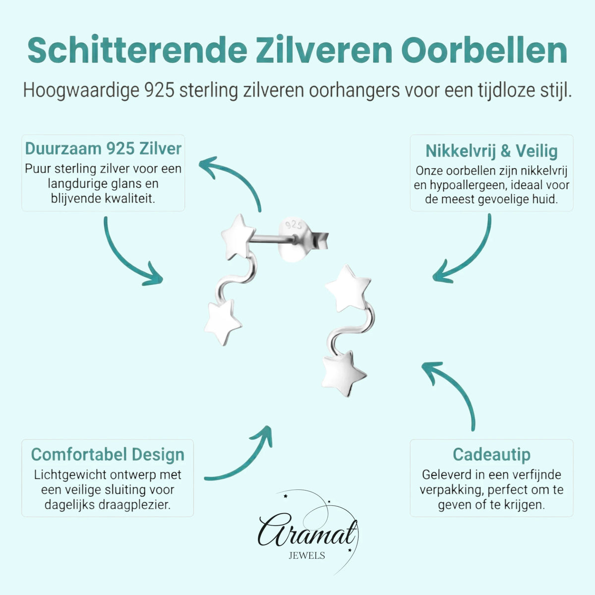 Silver Star Earrings from Aramat Jewels®