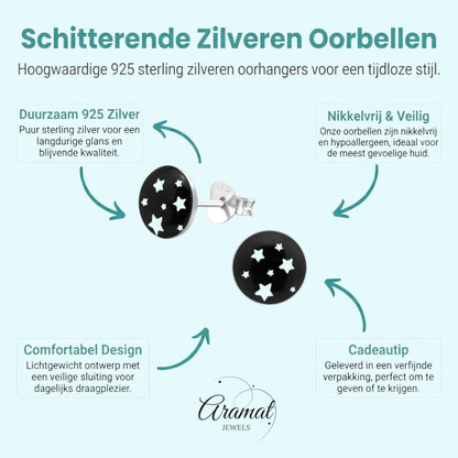 Zilveren Sterren Oorbellen - zilver en acryl - Aramat Jewels - Oorbellen - cadeautip