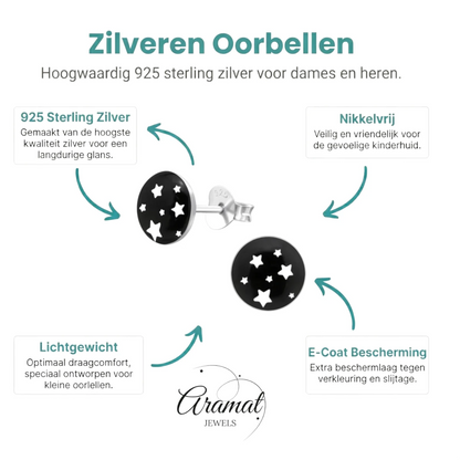 Zilveren Sterren Oorbellen - zilver en acryl - Aramat Jewels - Oorbellen - cadeautip