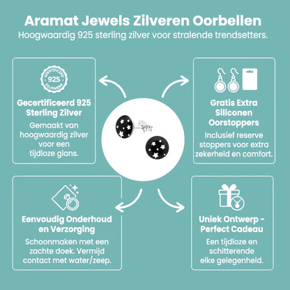 Zilveren Sterren Oorbellen - zilver en acryl - Aramat Jewels - Oorbellen - cadeautip