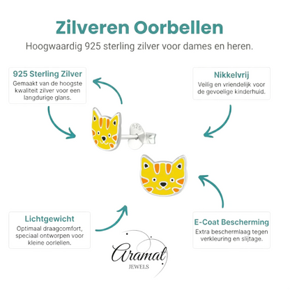 Zilveren Tijger Oorbellen - Schattig Cadeau - Aramat Jewels - Oorbellen - cadeautip