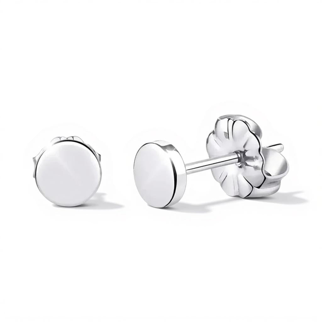 Boucles d'oreilles – Rondes en titane couleur argent (5 mm) 