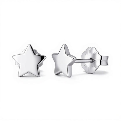 Boucles d'oreilles – Étoile en titane couleur argent (7 mm) 