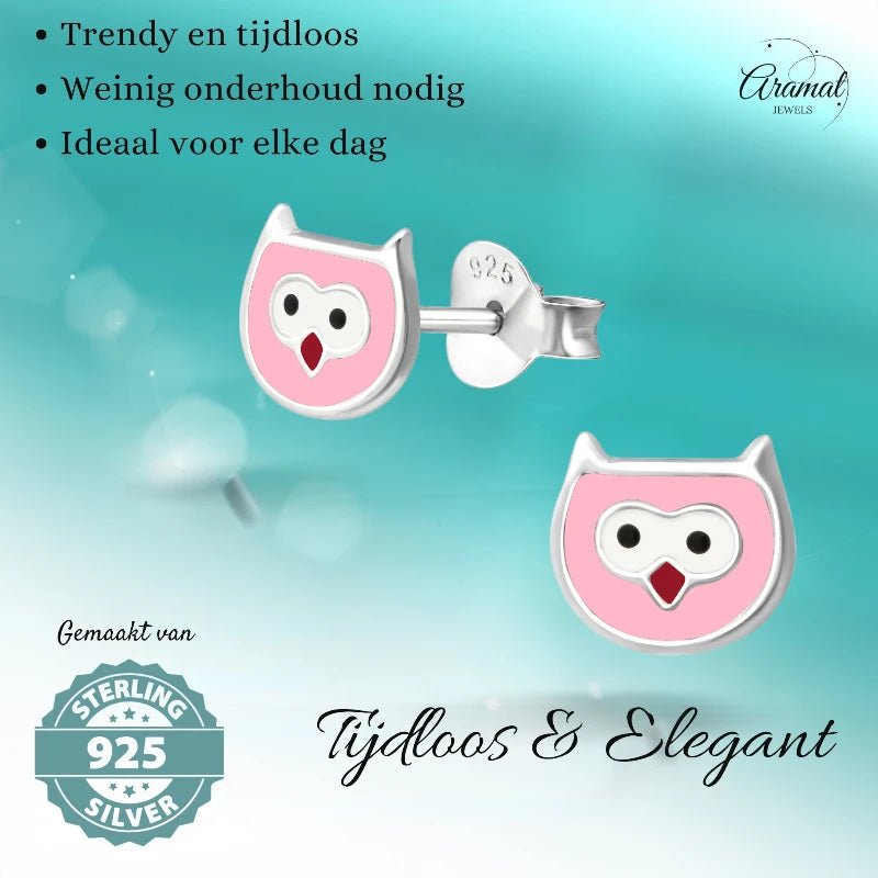 Zilveren Uiltjes Oorbellen voor Meisjes – 6x7mm - oor399 - 18719 - Oorbellen kopen# - 6mm - 925 Zilver - alles
